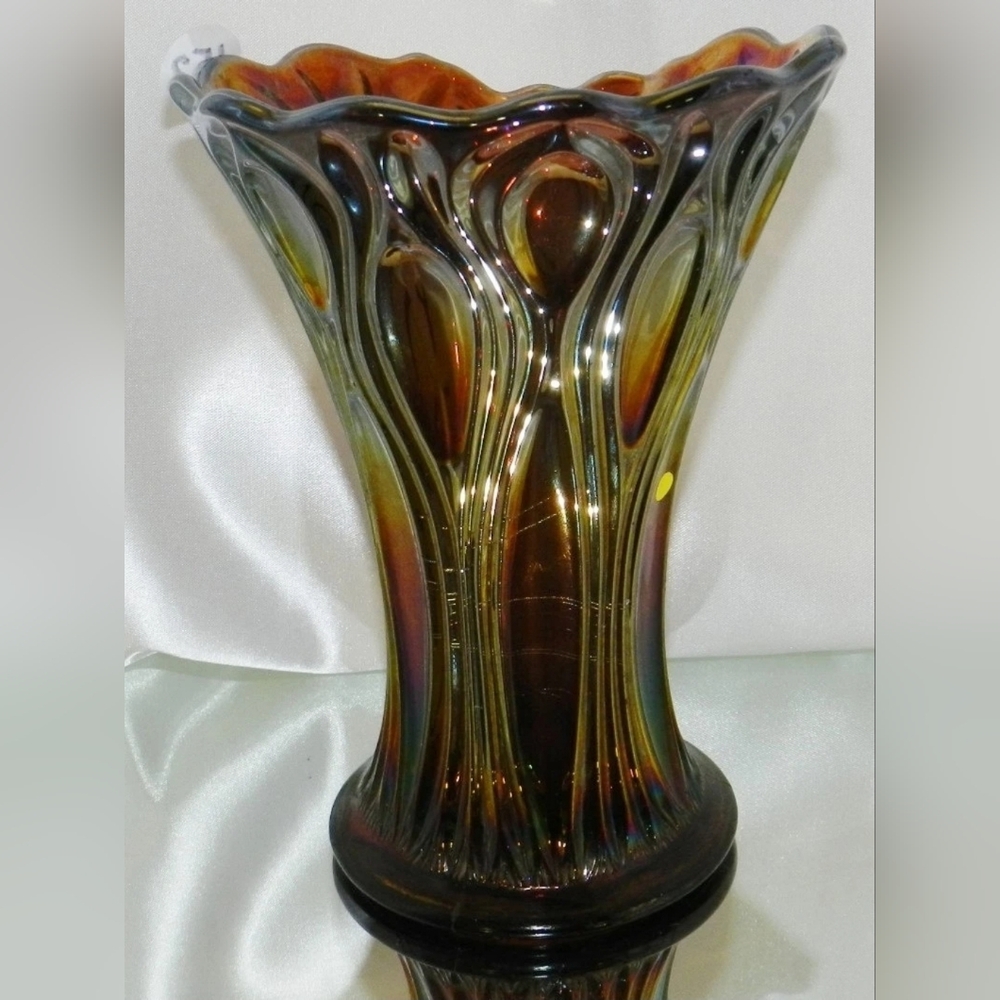 Millersburg Amethyst Scroll Carnival Glass Vase by Dugan Glass Co circa 1920